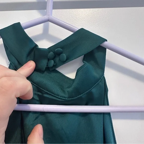 Abercrombie & Fitch Green Giselle Pleated Trapeze Halter Mini Dress Size MP - Picture 10 of 13